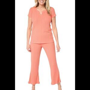 Sunday Brunch Women's Variegated Rib Knit Lounge Set Emberglow - Regular
